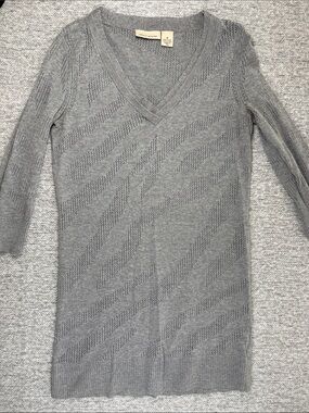Vintage DKNY Jeans Cozy V-Neck Knit Mini dress or Tunic - Gray Size M
